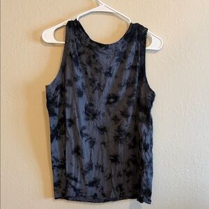 Time and Tru Black Tie-Dye Tank Top